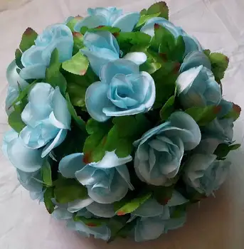 SPR SPR 15cm de plástico, centro, com folhas verdes beijando bola de casamento -doces de casamento decorationsLake azul