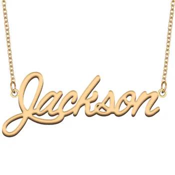 Jackson Placa de identificação Colar para as Mulheres, a Jóia de Aço Inoxidável Banhado a Ouro Nome da Cadeia de Pingente Femme Mães Namorada de Presente