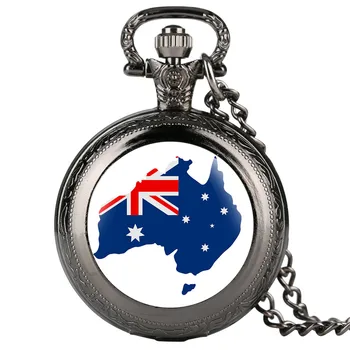 Austrália Visualização Do Mapa Em Preto/Prata/Ouro/Bronze Colar De Pingente De Relógio De Bolso De Novo Chegadas Relógio Antigo Presentes