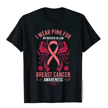 Eu Uso A Cor-De-Rosa Para A Minha Sogra Camisa Apoio De Câncer De Mama T-Shirt Tops Camisa Simples De Fitness Algodão Homens Top T-Shirts De Aniversário