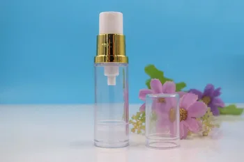 5ML claro airless garrafa de ouro bomba de vácuo de tampa clara loção emulsão amostra de soro do olho essência de cuidados com a pele pulverizador de toner da embalagem
