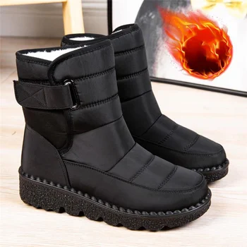 Botas de Mulheres antiderrapante, Impermeável, Botas de Neve de Inverno Sapatos de Plataforma para Mulheres Quentes Tornozelo Botas de Algodão Acolchoado Sapatos Botas 2022