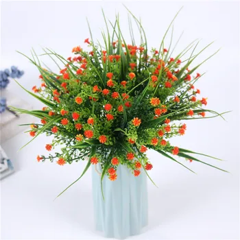5 Ramos de flores artificiais babys respiração grama verde plantas de simulação de flores do casamento decoração para festa de casa, de escritório